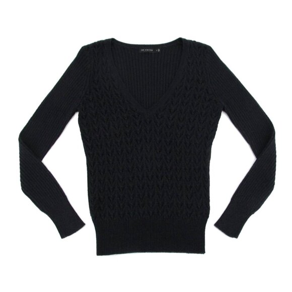 Vintage The Limited Sweater Womens Small Navy Blue Cable Knit V-Neck Wool Y2K - Picture 5 of 12